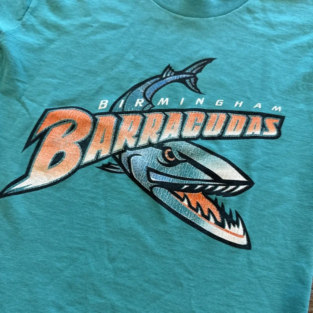 Vintage Birmingham Barracudas Shirt‎ Youth Small CFL Football Alabama 90s